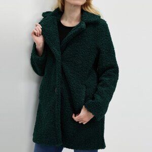TAHARI Sherpa Teddy Coat Emerald Greene Fleece Jacket Size Small NWOT